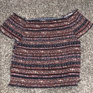 off the shoulder colorful crop top!